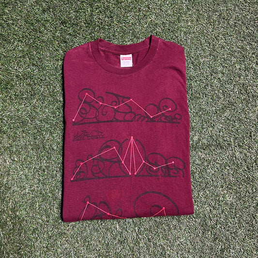 Supreme 18 Ny System Maroon Tee Size Large USED x10002