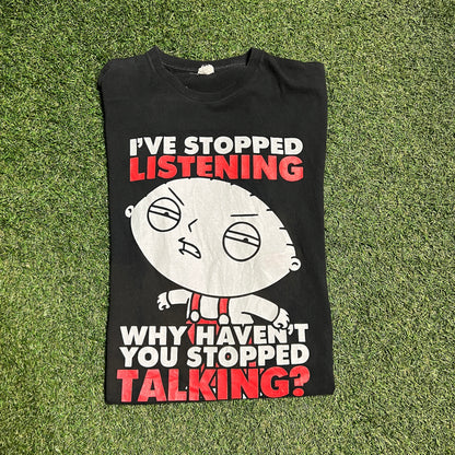 Stewie Family Guy I Stopped Listening 2011 Tee Size XL USED v8441