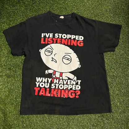 Stewie Family Guy I Stopped Listening 2011 Tee Size XL USED v8441