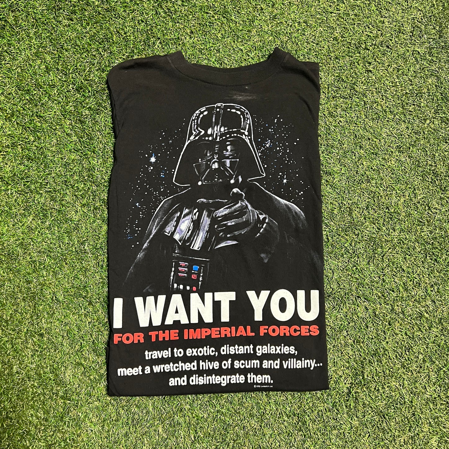 Starwars I want you tee Dark Vader 1996 Size Small USED v4073