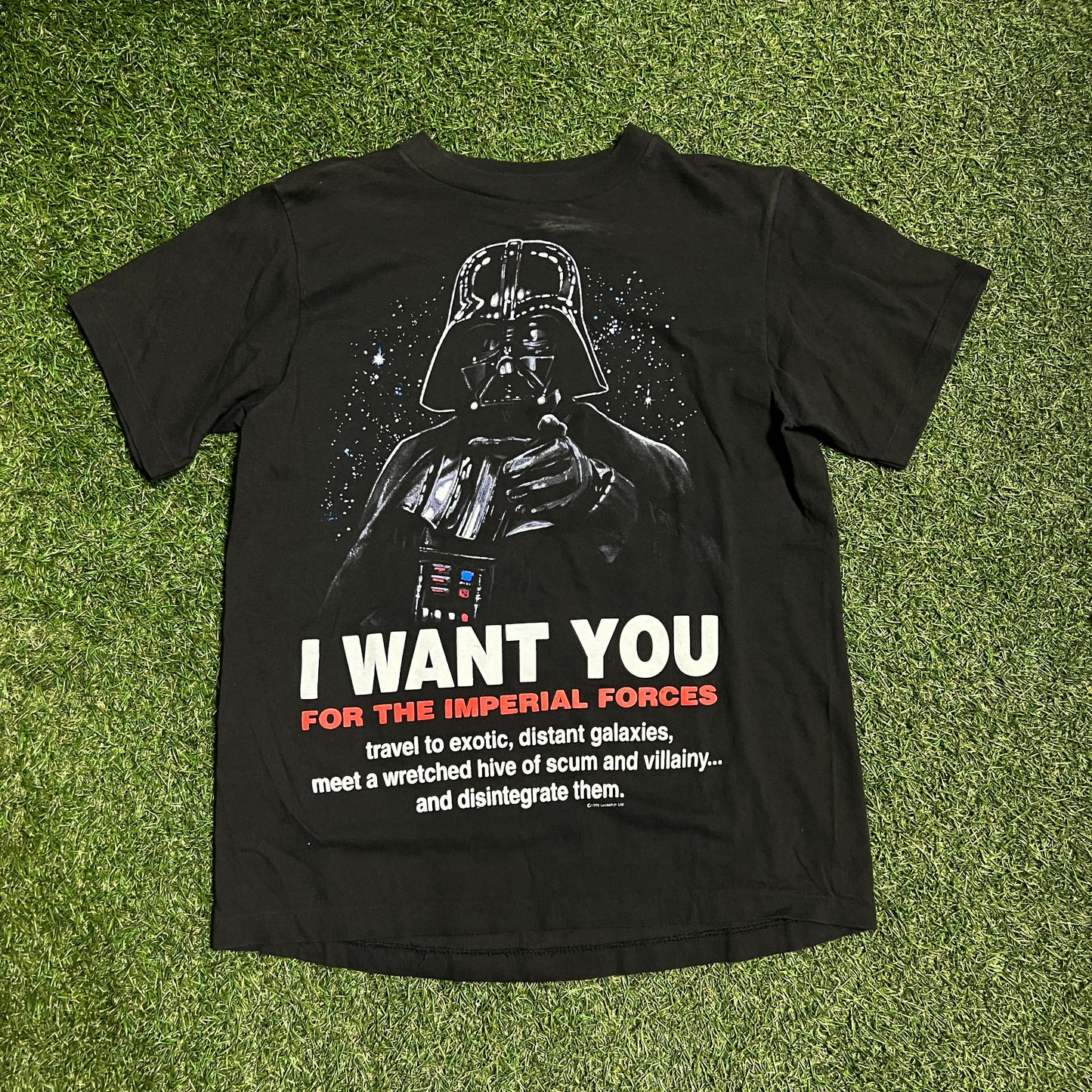 Starwars I want you tee Dark Vader 1996 Size Small USED v4073