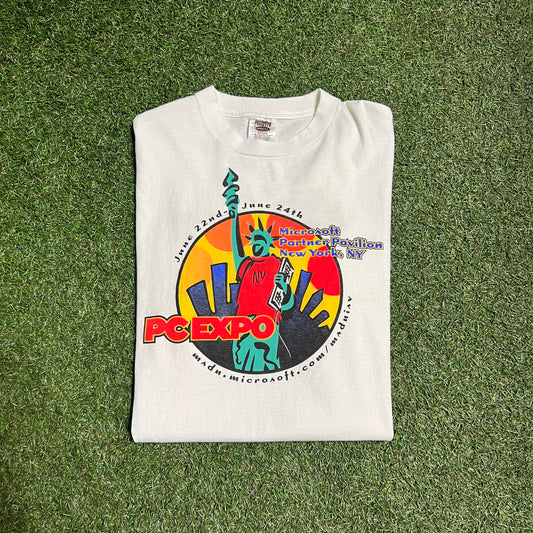 PC EXPO NY Microsoft 1990s Tee White Size XL Used v5635