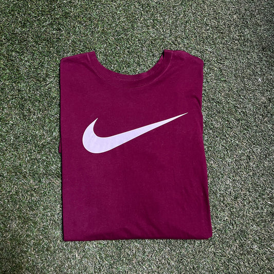 Nike center swoosh modern dri fit tee burgundy Size XL USED v12429
