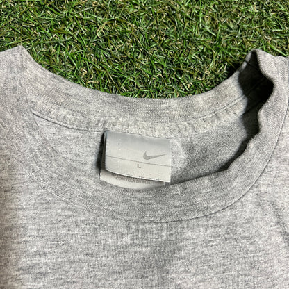 Y2K Nike Paint Swoosh Grey Tee Size Large USED v15091