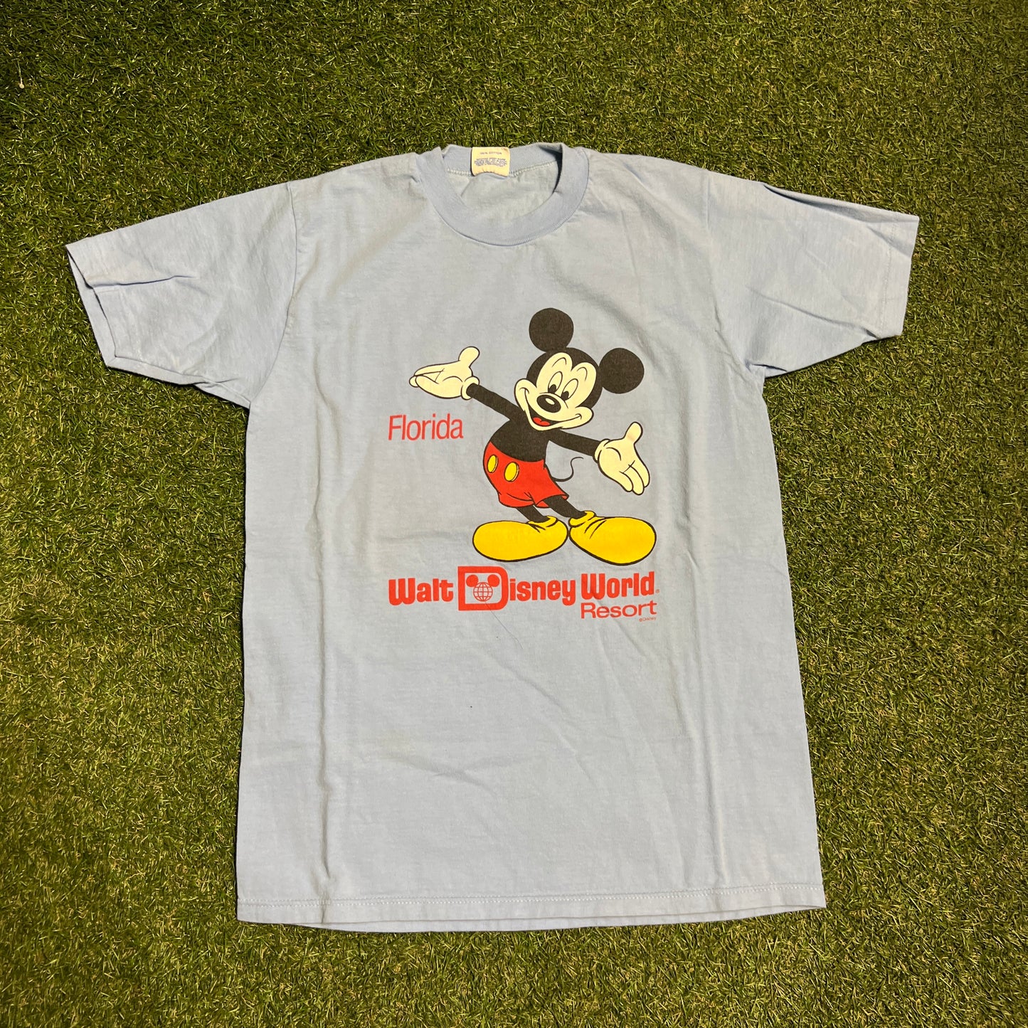 1980s Mickey Mouse Florida Blue Tee Size Medium USED v15094