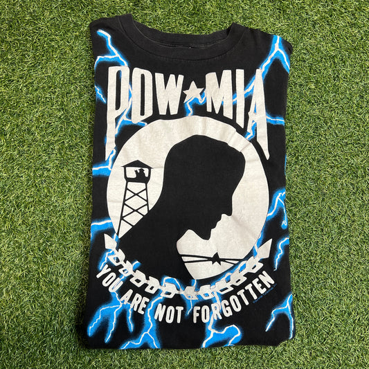 American Thunder 1990s POW MIA Tee Size Large USED v8653