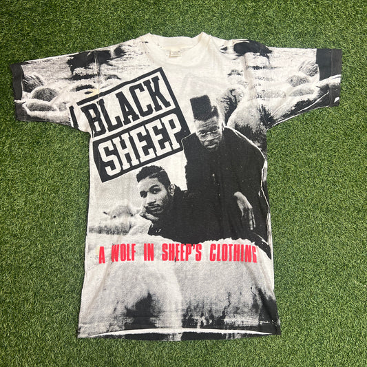 Black Sheep 1990s Full Print Tee Size Large USED v5603