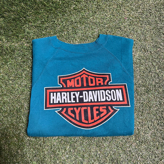Harley Davidson Crewneck Aqua No Size tag Size Large USED V10849
