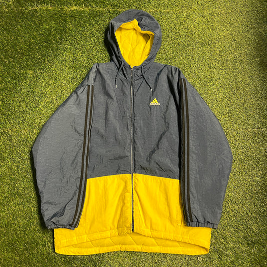 Adidas blue and yellow puffy jacket Size XL USED v9917