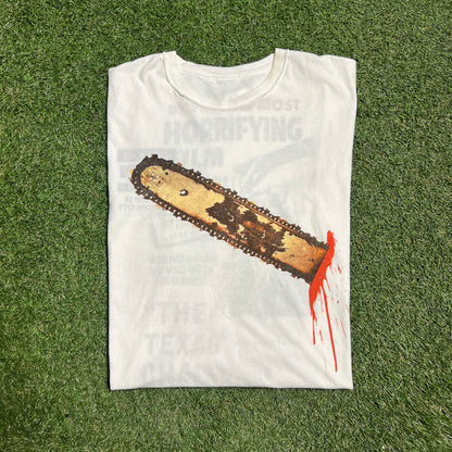 Travis Scott Texas Chainsaw Mass NYC White Reversible Tee Size XL USED x2045