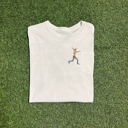 Travis Scott Virgil Abloh Astroworld Pocket Tee White Travis Action Figure Size XL USED x9840