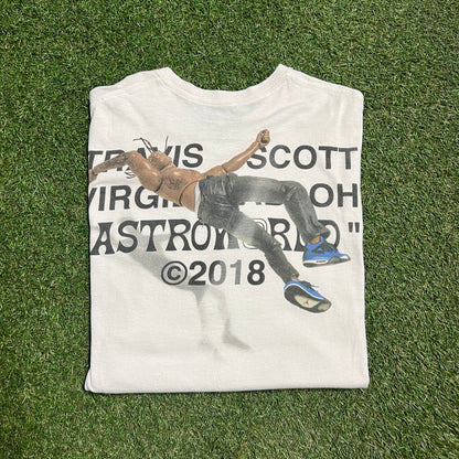 Travis Scott Virgil Abloh Astroworld Pocket Tee White Travis Action Figure Size XL USED x9840