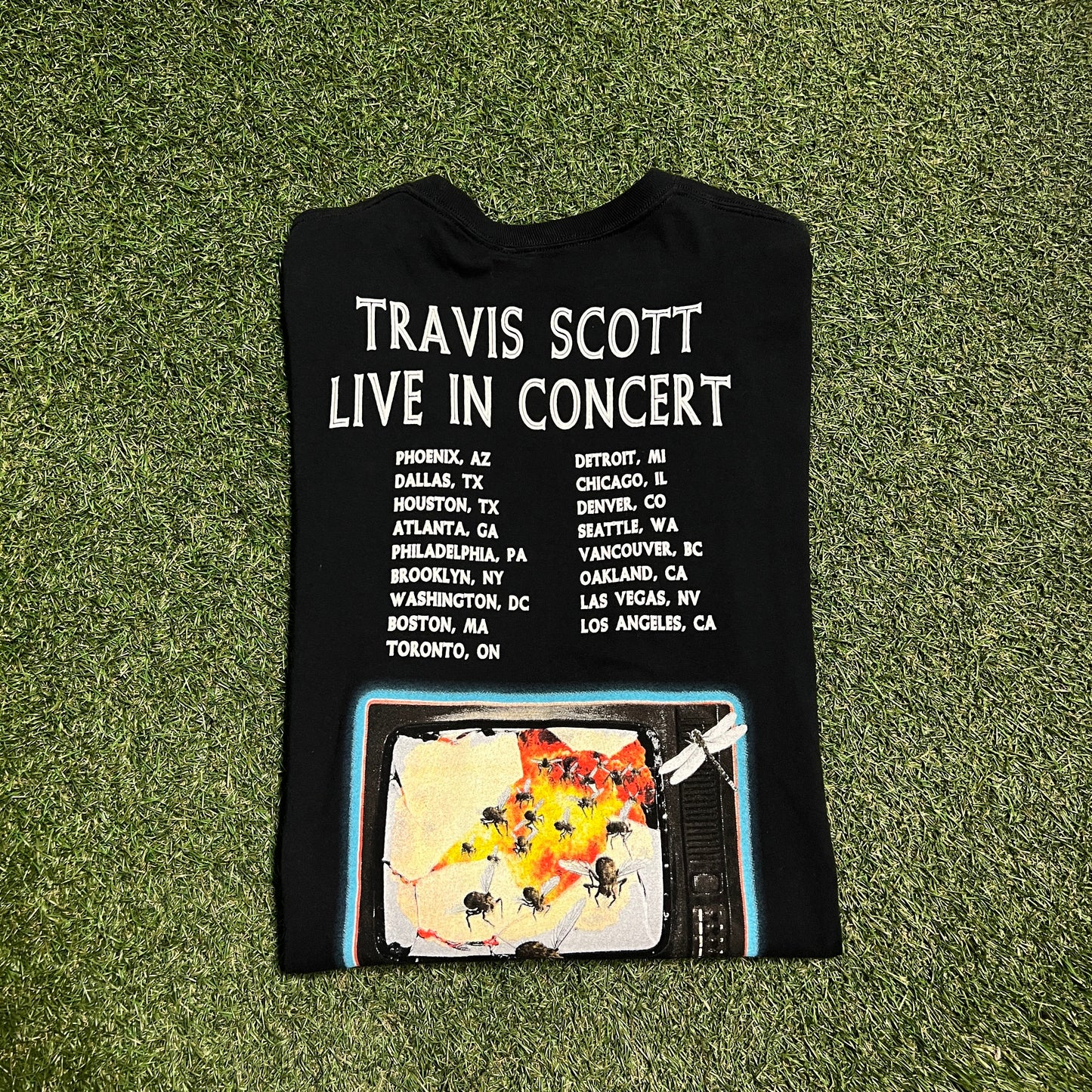 Travis Scott Live In Concert USA 17' TV Graphic Black LongSleeve Size XL USED x9855