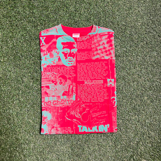 Supreme Phase ll IG Times 2007 Red Full Print Tee Size Large NEW x8715