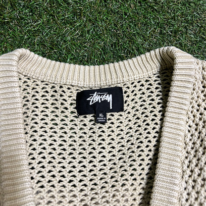 Stussy Loose Tan Cardigan Size XL USED x11143