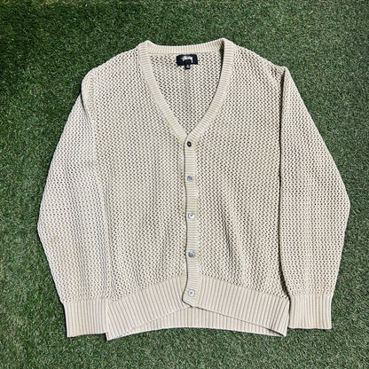 Stussy Loose Tan Cardigan Size XL USED x11143