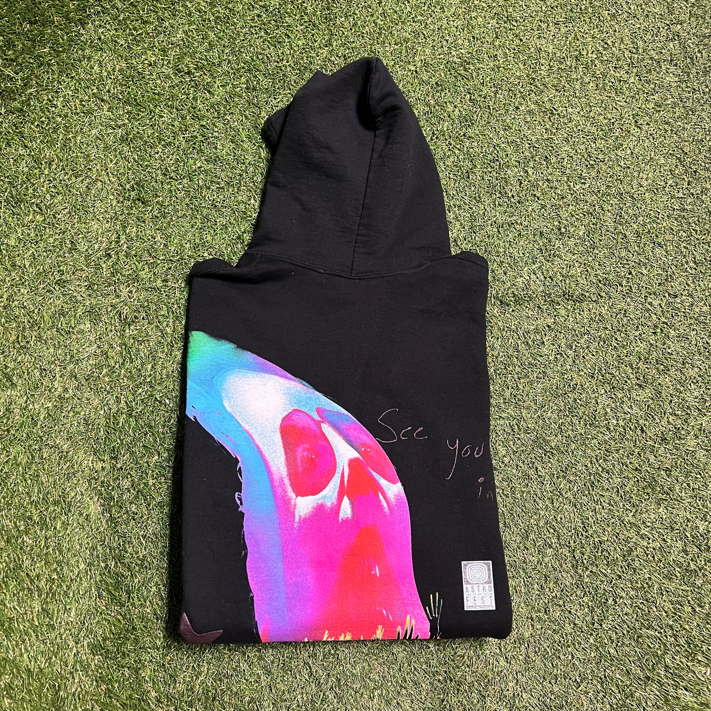 Travis scott face melt hoodie black Size XL USED x10110