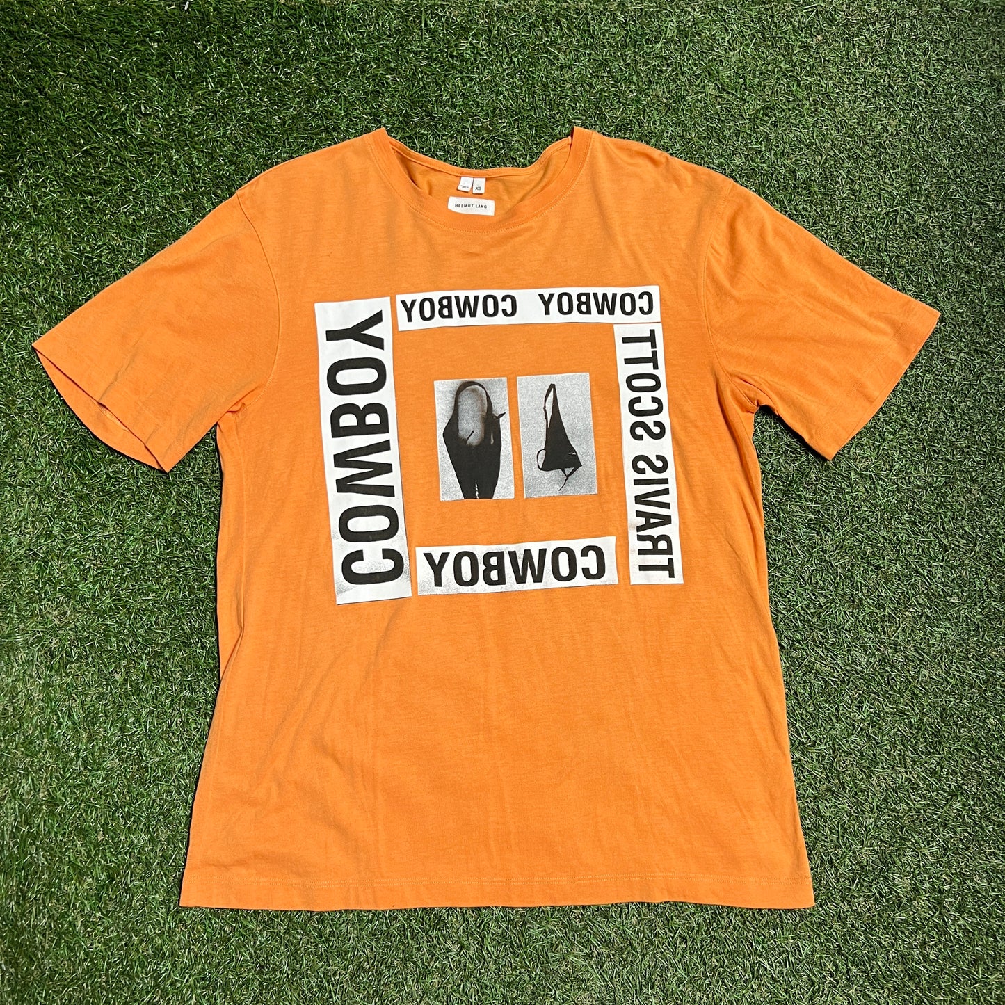 Travis Scott x Helmut Lang Cowboy Orange Tee Size XS USED x2086