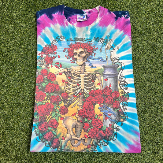 Grateful Dead 1995 30 Years Skeleton With Roses Tee Size Large USED v8592