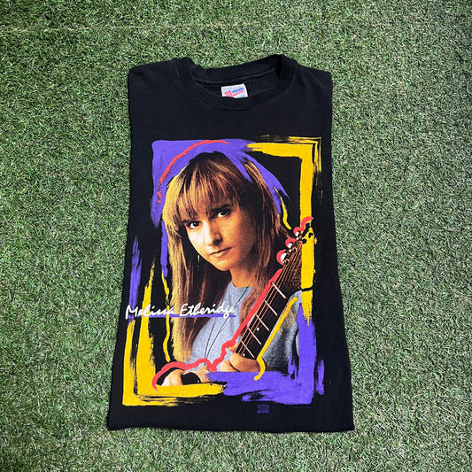 Melissa Etheridge black portrait tee Size Large hanes tag USED