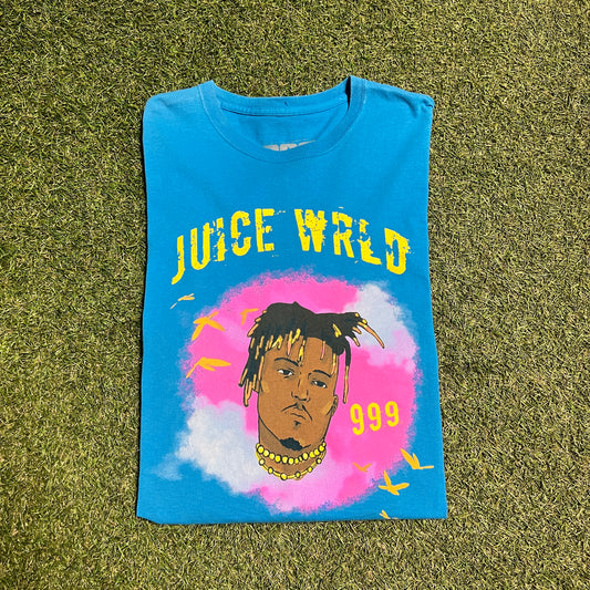 Juice wrld 999 tee blue face Size XL USED x8610