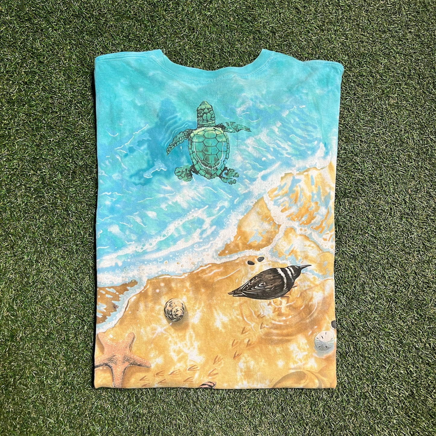 Liquid Blue Sea turtles Beach Tee SZ 2XL USED v8577