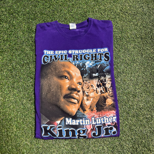 Martin Luther King Civil Rights Purple Tee 2000's Size Large USED v11954