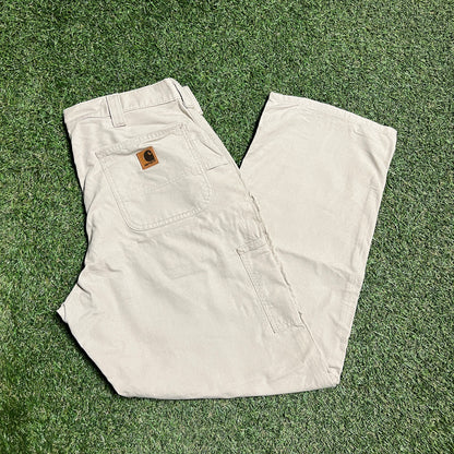 Carhartt Light Khaki Original Fit Cargo Pants Size 36x32 USED V10766