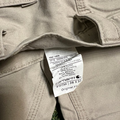 Carhartt Light Khaki Original Fit Cargo Pants Size 36x32 USED V10766