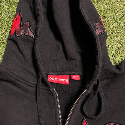 Supreme SS22 Demon Zip Up Hooded Sweatshirt black Size Small USED x11664