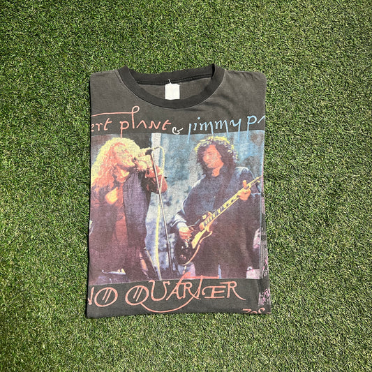 Led Zeppelin Robert Plant Jimmy Page 1995 No Quarter Black Tee Large USED v14133