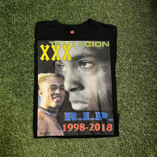 XXX Tentacion RIP Black Tee Size Medium USED v4358