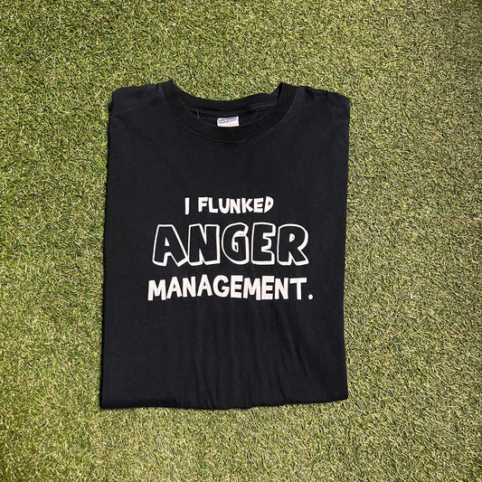 I Flunked Anger Management Black Tee Size Large USED v12220