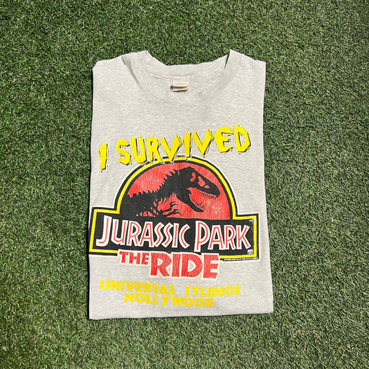I survived jurassic park 1990s long sleeve Size Large USED v9257