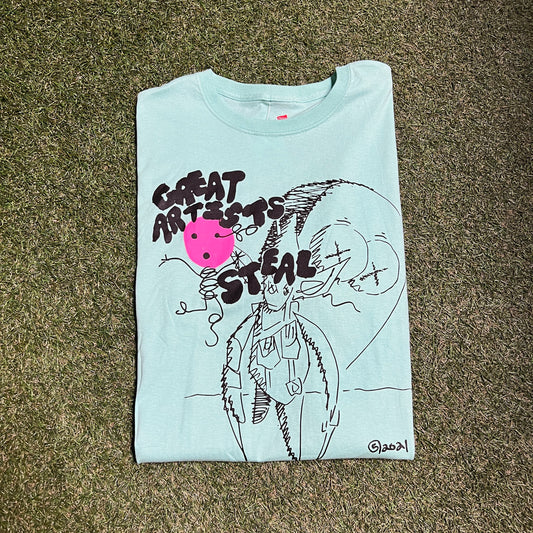 5am Great Artist Steal Tee Teal Size XL USED v6288