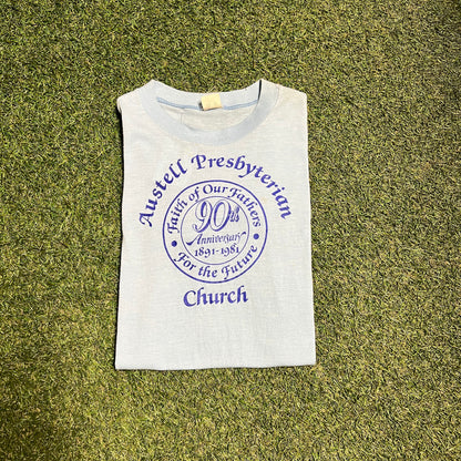 1981 Austell Presbyterian Church Blue Tee Size Medium USED v12815