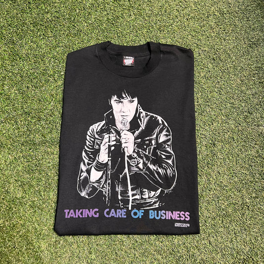 Elvis Taking Care of Business 1987 Tee Size Large USED v1729