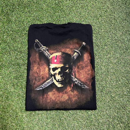 Pirates of the caribbean the curse of the black pear tee black Size XL USED v12530