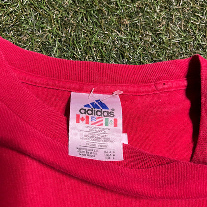 1990's vintage Adidas tee Red Size XL USED v1196