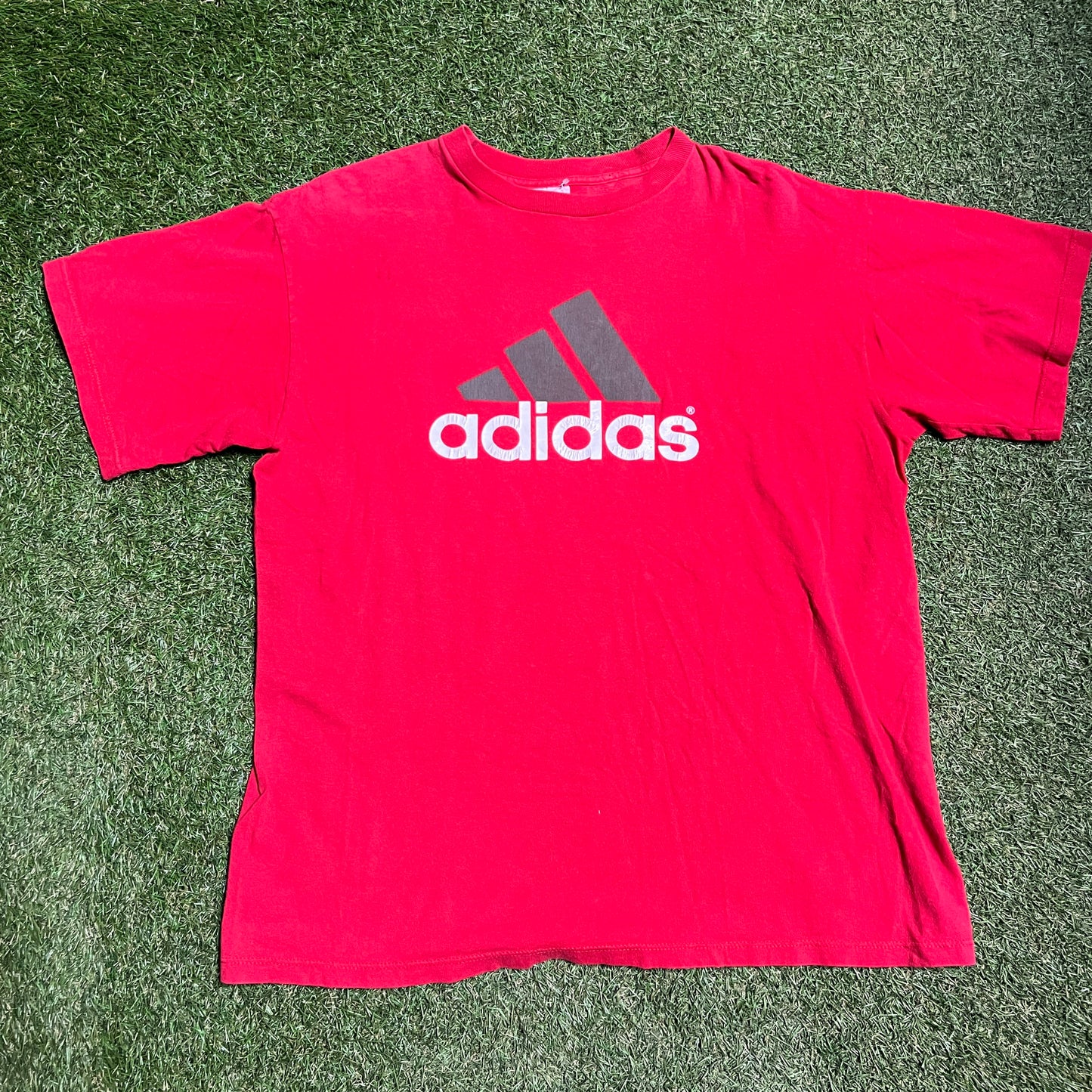 1990's vintage Adidas tee Red Size XL USED v1196