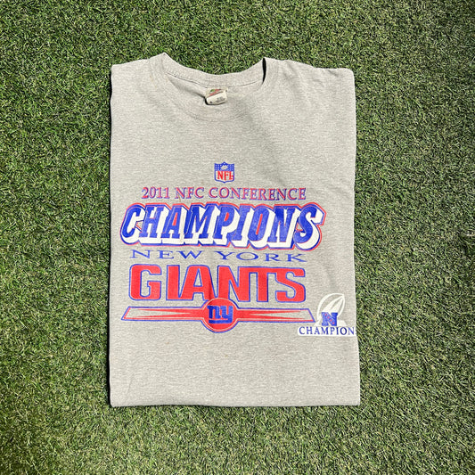 2011 Giants NFC Conference Championship Grey Tee Size XL USED v12586
