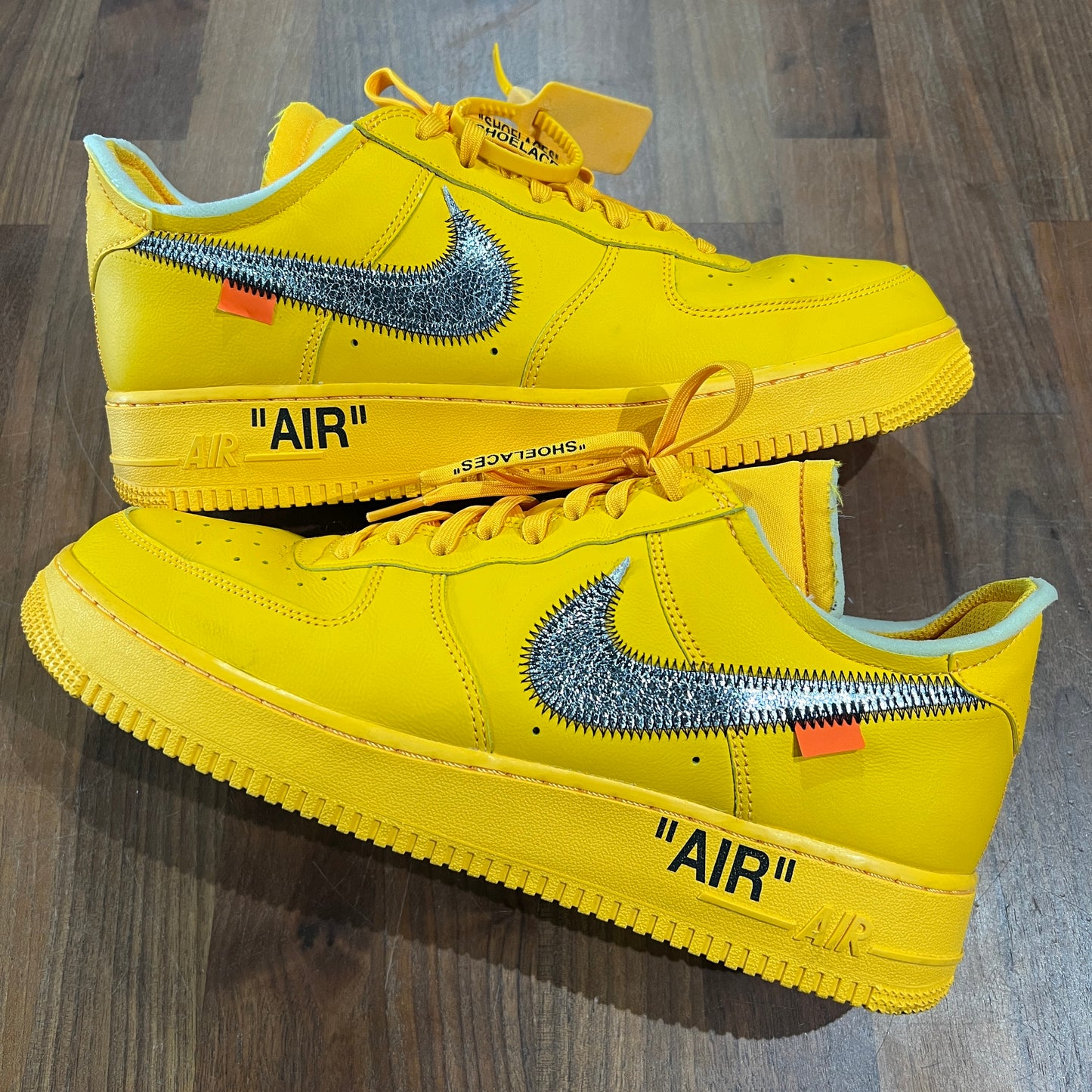 Nike Air Force 1 Low Off-White ICA University Gold Size 11 USED s14436