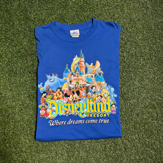 2000 Disneyland resort Where Dreams Come True Tee Blue Size XL USED v4127