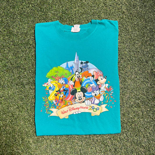 Walt Disney World 2000 Tee Teal Size XL USED v4125