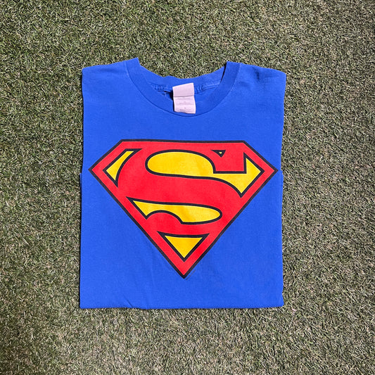 Superman Classic Middle Logo Tee Blue/Red Size XL Used V6512
