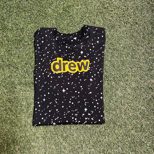 Drew Black Tee WHite dots all over Size XS USED x7765