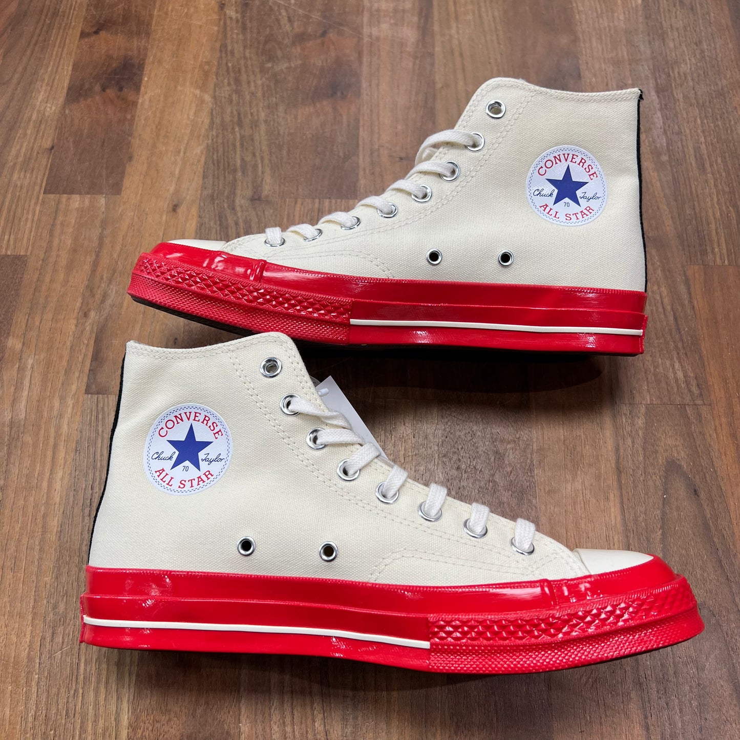 Converse x CDG All Star High Egret Red Midsole Size 8 NEW s16302