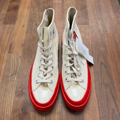 Converse x CDG All Star High Egret Red Midsole Size 8 NEW s16302