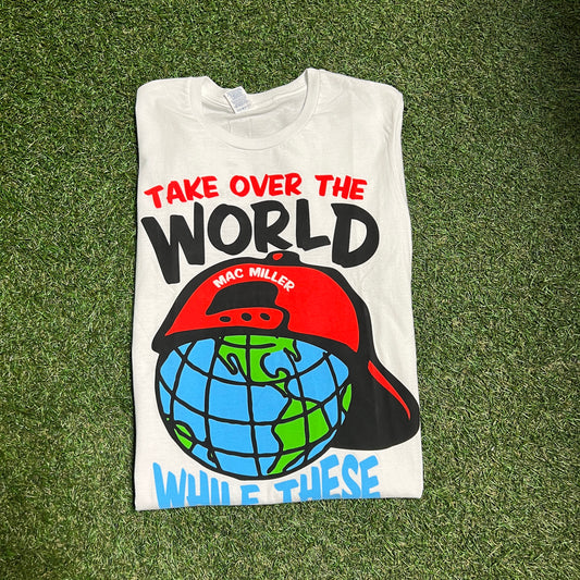 Mac Miller Take Over The World While These Haters Get Mad White Tee Size Small NEW x9887