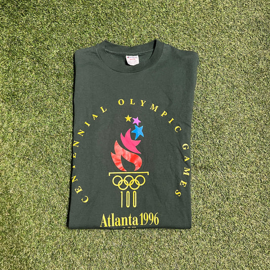 Atlanta 1996 Champion Green Tee Size Medium USED v13195